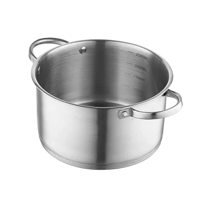 Afbeelding van FLORINA kookpan van roestvrij staal (3,1 l) 20 cm, met glazen deksel, 3 laagse bodem, vaatwasmachinebestendig, ideaal voor inductiekookplaat, gasfornuis en elektrische kookplaat