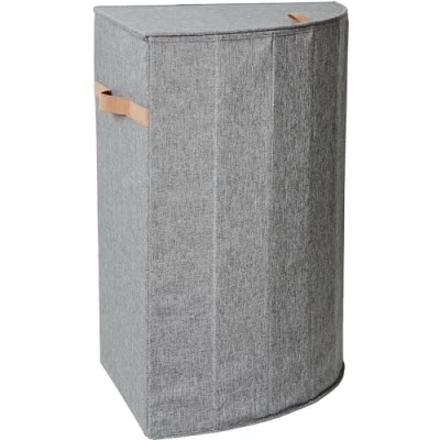 Afbeelding van LOVE IT STORE Wasmand, rechthoekig, met klapdeksel, van linnen, houtversterkt, extra stabiel, grijs, 40 x 60 cm