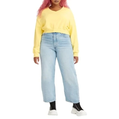 Image de Levi&#039;s Ribcage Straight Ankle Jeans Femme, Middle Road, 34W / 29L