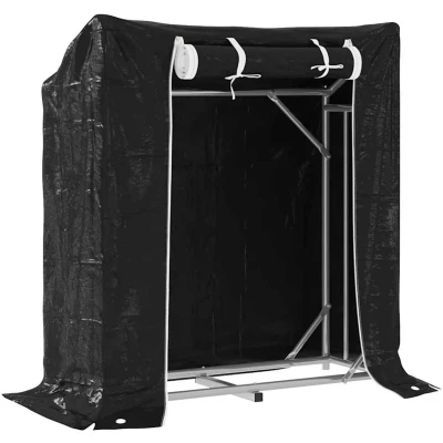 Afbeelding van Haardhoutrek met regenhoes 100,5x40,5x110,5 cm staal