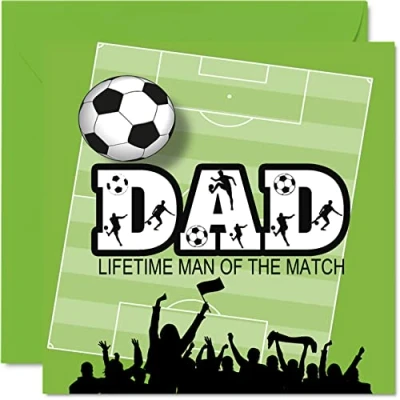 Afbeelding van Voetbal Vaderdagkaarten voor papa verjaardagskaart van zoon en dochter, 145 mm x Footy Footie wenskaarten