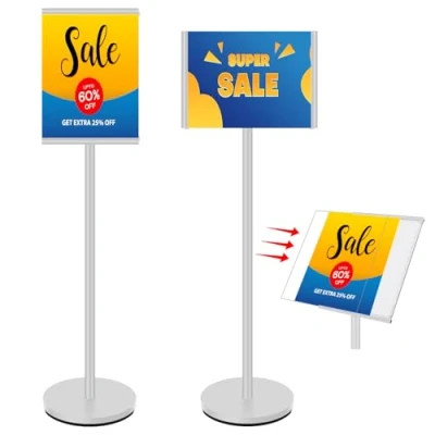 Afbeelding van VAIIGO DIN A4 posterstandaard, in hoogte verstelbaar, voor zware lasten, presentatiestandaard horizontaal en verticaal, reclamedisplay kantoor winkel, klantenondersteuning (A4