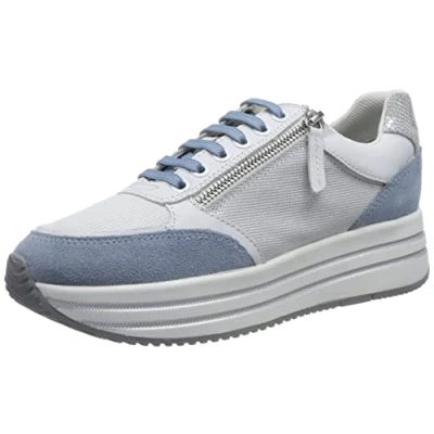 Afbeelding van Geox 74 Kency Sneakers laag, Dames, Maat: 37, White/light sky Leer en textiel