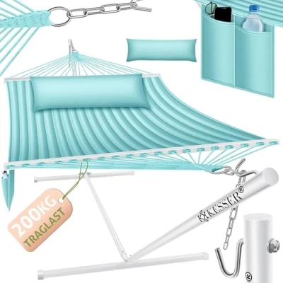 Afbeelding van KESSER® Hamac Hill avec armature Coussin double Pour 2 personnes Cadre stable Charge maximale : 200 kg l&#039;intérieur et l&#039;extérieur XXL le jardin, balcon, la terrasse