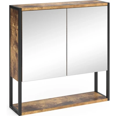 Afbeelding van Vicco Badkamerspiegelkast Fyrk, Antiek hout/Zwart, 60 x 60.6 cm