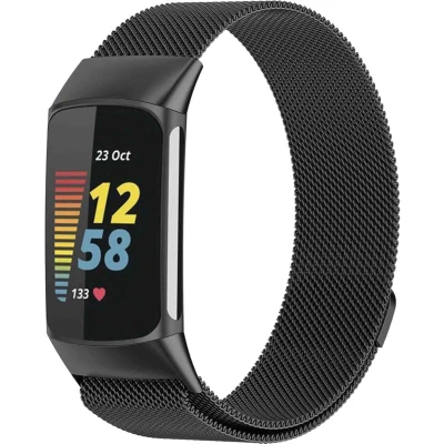 Afbeelding van iMoshion Bandje Geschikt voor Fitbit Charge 5 / 6 Milanees magnetische band Zwart Maat S
