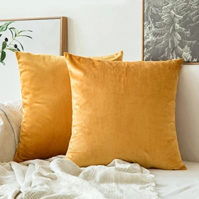 Afbeelding van MIULEE Set van 2 Kussenhoezen Fluweel, Decoratief, Bank, Kussensloop, Superglad, Zacht, Comfortabel, Woondecoratie, Woonkamer, Slaapkamer, 50 x cm, Goudkleurig