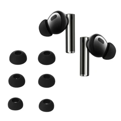 Afbeelding van kwmobile 6x cover voor in ear oortjes geschikt Xiaomi Realme Buds Air 5 Pro Vervangende oordopjes van siliconen zwart 3 maten