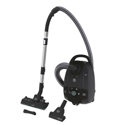 Afbeelding van Hoover HE321PAF Stofzuiger met compacte zak, borstels voor alle vloeren, tapijten en parket, speciale dierenborstel, 4 l, 850 W, contactloos legen, boordaccessoires, grijs groen