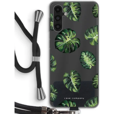 Afbeelding van Case Company® hoesje met Koord geschikt voor Samsung Galaxy A13 5G Tropische bladeren Telefoonhoesje Zwart Bescherming aan alle Kanten en Over de Schermrand