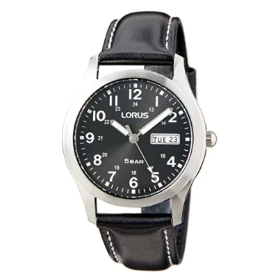 Afbeelding van Lorus Analoog kwartshorloge voor heren met leren band RXN79DX9, zilver, armband, zilver., armband