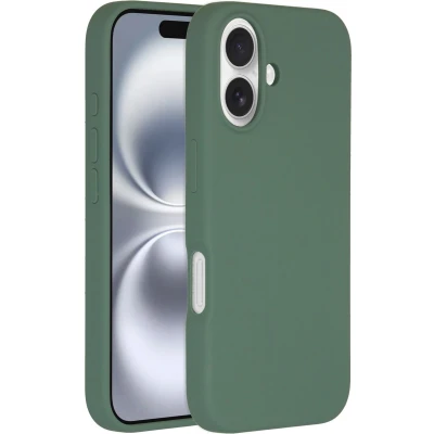 Afbeelding van Accezz Hoesje Geschikt voor iPhone 16 Siliconen Liquid Silicone Backcover MagSafe Donkergroen