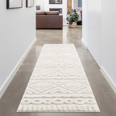 Afbeelding van Vloerkleed Focus Basic Hoogpolig Fluffy Scandinavisch Creme 80x300 CM