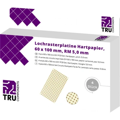 Afbeelding van TRU COMPONENTS T1906SA036 Printplaat Hardpapier (l x b) 100 mm 60 35 µm Rastermaat 5 Inhoud 4 stuk(s)