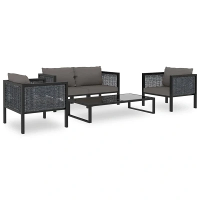 Afbeelding van 5 delige Loungeset met kussens poly rattan antraciet
