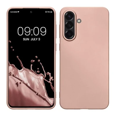Afbeelding van kwmobile telefoonhoesje geschikt voor Samsung Galaxy A56 5G Hoesje smartphone Back cover in metallic roségoud