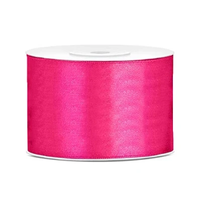 Afbeelding van Satijnen lint van polyester, strik en geschenkverpakking 6/12/25/38/50/100 mm x 25 m (maat 50 kleur: donkerroze)