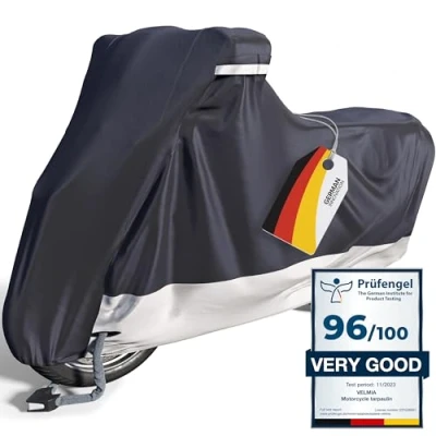 Afbeelding van Velmia motorzeil outdoor &amp; indoor [maat L] scooterzeil waterdicht, wintervast, krasvrij en hittebestendig ALS BESTE UIT DE TEST