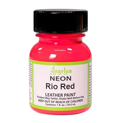 Afbeelding van Angelus Leather Acrylic Paint textielverf voor leren stoffen acrylbasis Neon Rio Red 29,5ml