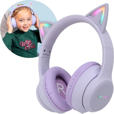 Afbeelding van iMoshion Koptelefoon Kinderen Met Kattenoortjes Bluetooth Kinder / Hoofdtelefoon Draadloos Over Ear Paars