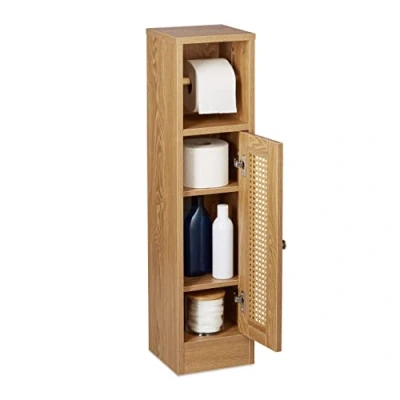 Afbeelding van Relaxdays staande wc rolhouder toiletkast smal opbergkast badkamer kleine kast