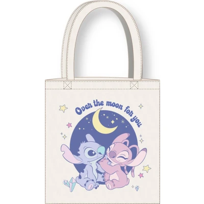 Afbeelding van Stitch &amp; Angel over the moon katoenen tote bag schoudertas 40cm x 37cm