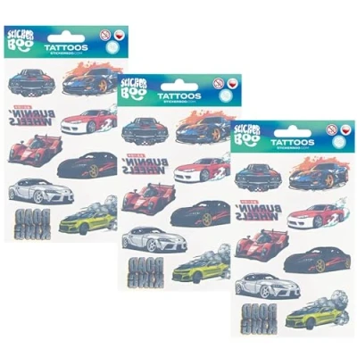 Afbeelding van Auto&#039;s Kindertattoo Set, Afwasbare Kindertattoos