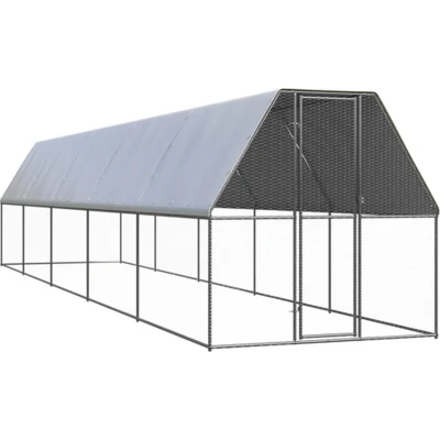 Afbeelding van vidaXL Buitenhok voor kippen 2x10x2 m gegalvaniseerd staal