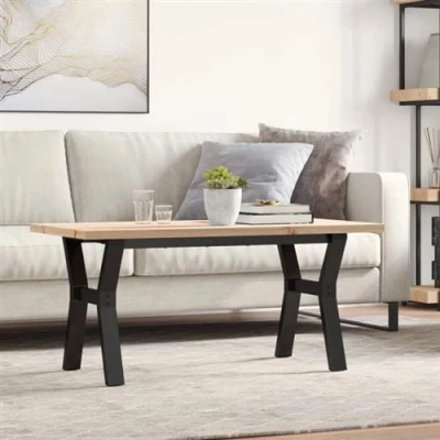 Image de vidaXL Table basse cadre en Y 100x50x45,5 cm bois de pin massif acier3282776