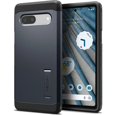 Afbeelding van Spigen Tough Armor Hoesje voor de Google Pixel 7a Back Cover met Kickstand Grijs