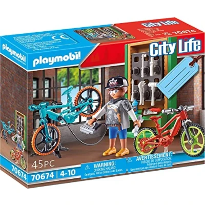 Afbeelding van PLAYMOBIL 70674 Cadeauset, werkplaats, fiets, reparatie City Life het moderne huis cadeau idee klaar om te geven