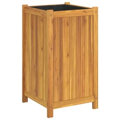 Afbeelding van Plantenbak met voering 42x42x75 cm massief acaciahout