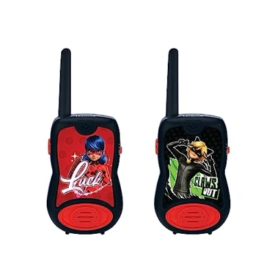 Image de Lexibook, Miraculous Ladybug Chat Noir, Talkies walkies 200m, Jeu de communication pour enfant, 2 canaux communication, Clip ceinture, Noir/Rouge, TW12MI