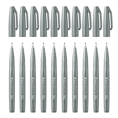 Afbeelding van Pentel Penseelstiften, grijs, 10 stuks