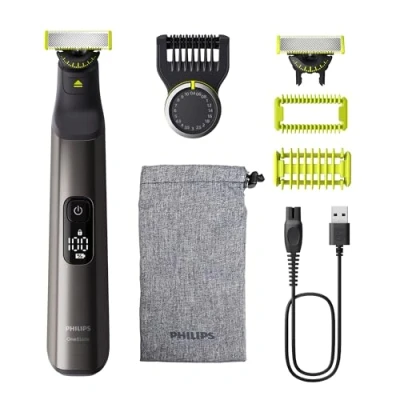 Afbeelding van Philips OneBlade Pro 360 Face + Body Zilver Trimmer, scheerapparaat en styler in 1 Inclusief opbergzakje QP6552/30