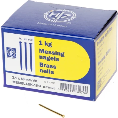 Afbeelding van Hjz Messing nagels verloren kop 2.1 x 40mm 1kg
