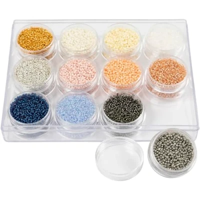 Afbeelding van Rocailles, pastelkleuren, d 1,7 mm, afm 15/0 , gatgrootte 0,5 0,8 12x15 gr/ 1 doos