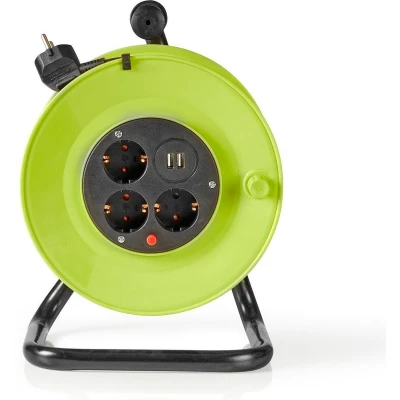 Afbeelding van Kabelhaspel Nedis 25 meter (3 voudig, USB, 3 x 1.5 mm²)