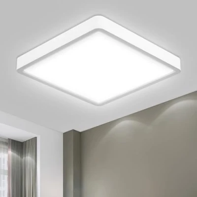 Afbeelding van LQWELL® Led plafondlamp, IP44, waterdicht, vierkant, plat, 32 W, 6500 K, 3400 lm, eenvoudige lamp, modern, dun, voor woonkamer, slaapkamer, keuken, balkon, kelder, kantoor, 400 x 25 mm