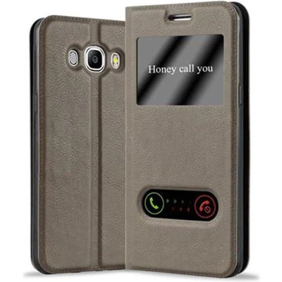 Afbeelding van Cadorabo Hoesje geschikt voor Samsung Galaxy J5 2016 in STEEN BRUIN Beschermhoes met magnetische sluiting, standfunctie en 2 kijkvensters Book Case Cover Etui