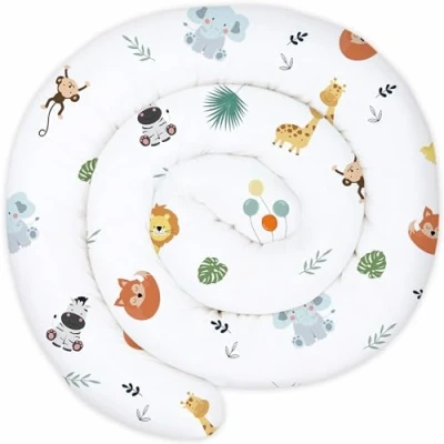 Afbeelding van Serpentijnkussen XXL voedingskussen opgerold bed randbescherming decoratief kussen bedrand slang XL handgemaakt safari 150 cm