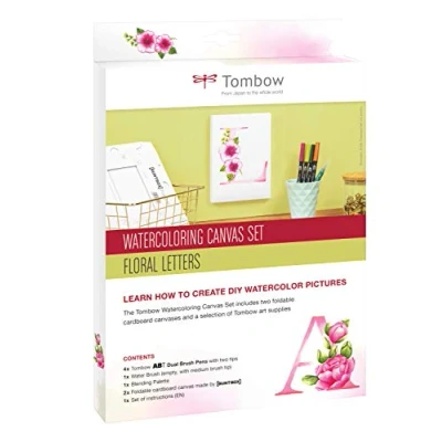 Afbeelding van Tombow Watercolouring canvas set Floral Letters Aquarelverf