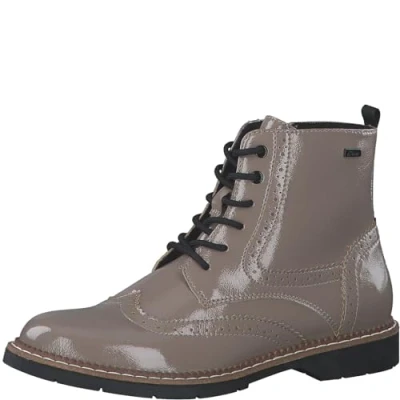 Afbeelding van s.Oliver Veterboots, Dames, Maat: 37, Taupe patent Kunststof