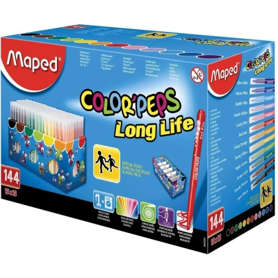Afbeelding van Maped Viltstift Color&#039;peps 144 Stiften In Een Kartonnen Doos (classpack)