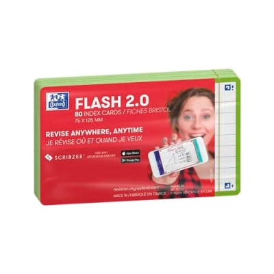 Afbeelding van Flashcard Oxford 2.0 75x125mm 80vel 250gr lijn groen