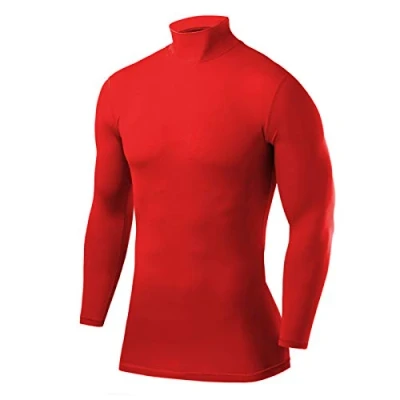 Afbeelding van Compressietop met Lange Mouwen Mockhals voor Heren en Jongens Team Red (Rood), L