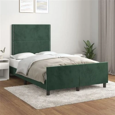 Afbeelding van vidaXL Bedframe met hoofdeinde fluweel donkergroen 120x200 cm