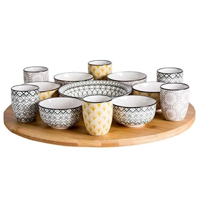 Afbeelding van Cosy &amp; Trendy Azra Tapas Serviesset Op Draaischotel 14 delig Multicolor