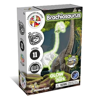Afbeelding van Science4you Glow in the Dark Fossil Excavation Brachiosaurus Experimenteerset Dinosaurus Fossielen Opgraven Speelgoed 11 onderdelen 6+ met Beitel &amp; Hamer