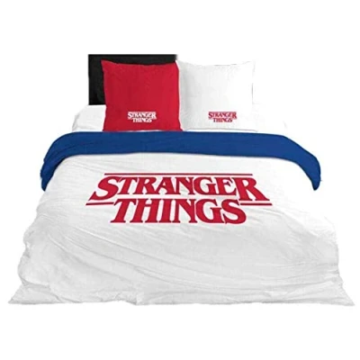 Afbeelding van Stranger Things Dekbedovertrek Lits Jumeaux 240 x 220 cm Wit